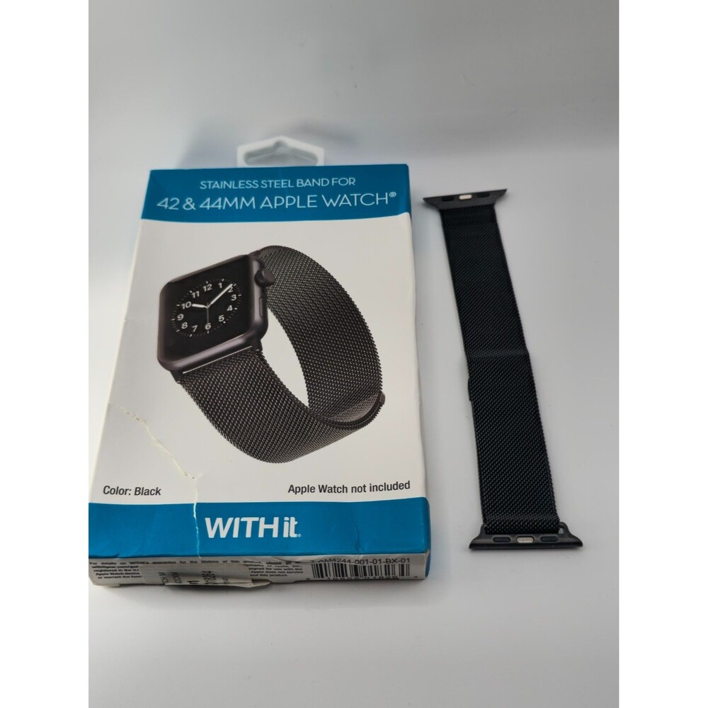 WITHit Black Stainless Steel Milanese Apple Watch Band 42/44/45mm